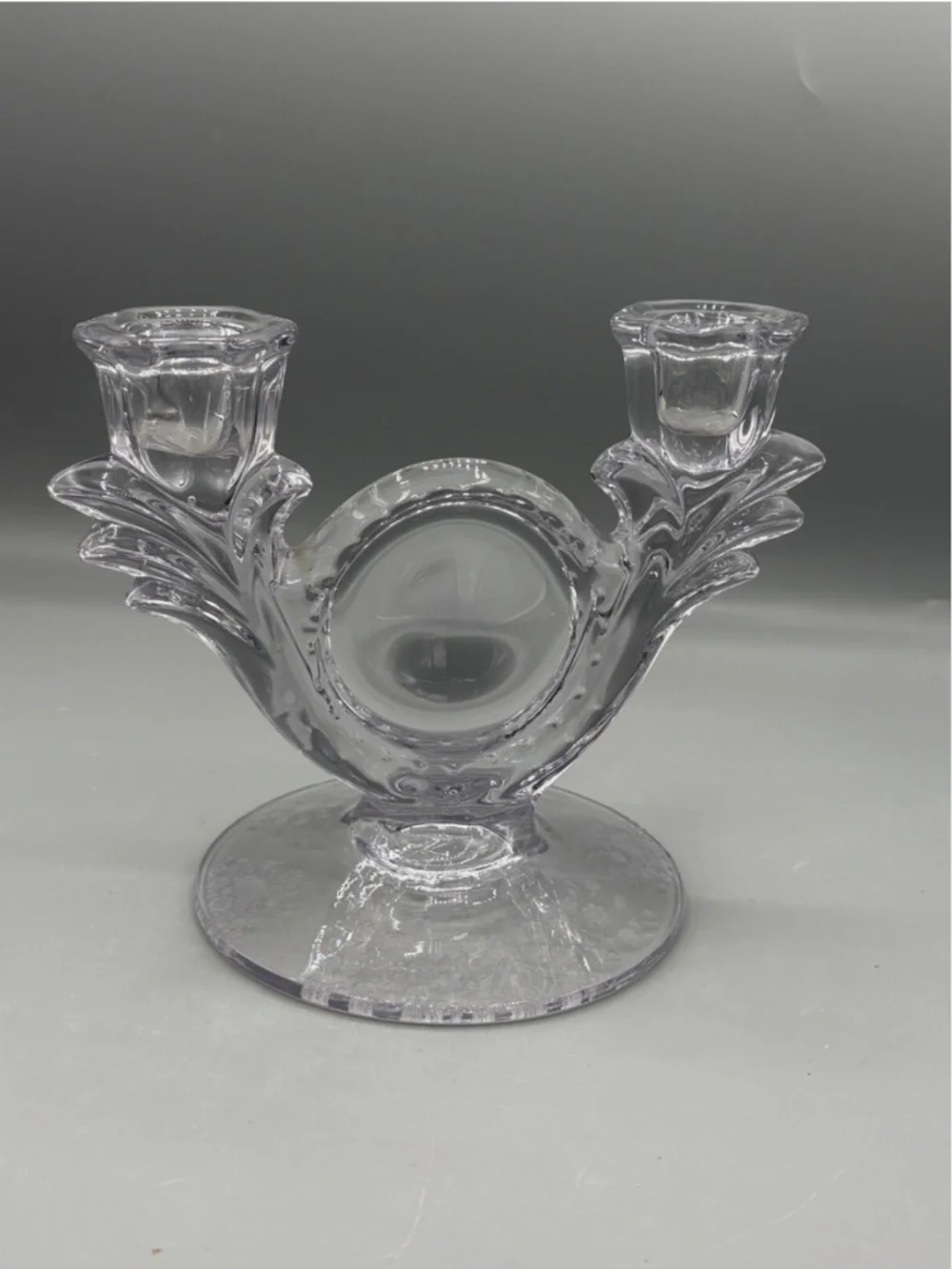 Vintage Duncan Miller Adoration Crystal Double Candlestick Holder - Beautiful!